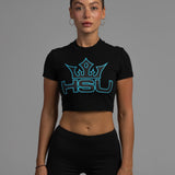 Women's Ribbed Cropped Tee - Blue