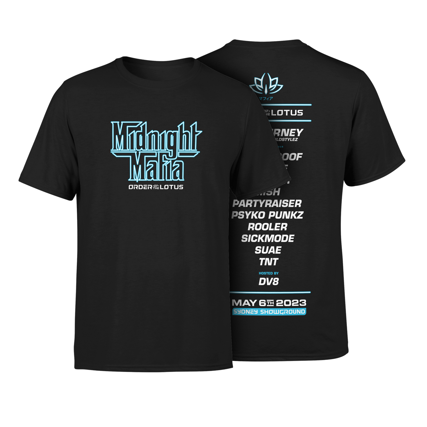Midnight Mafia 2023 Line up T-Shirt x Blue