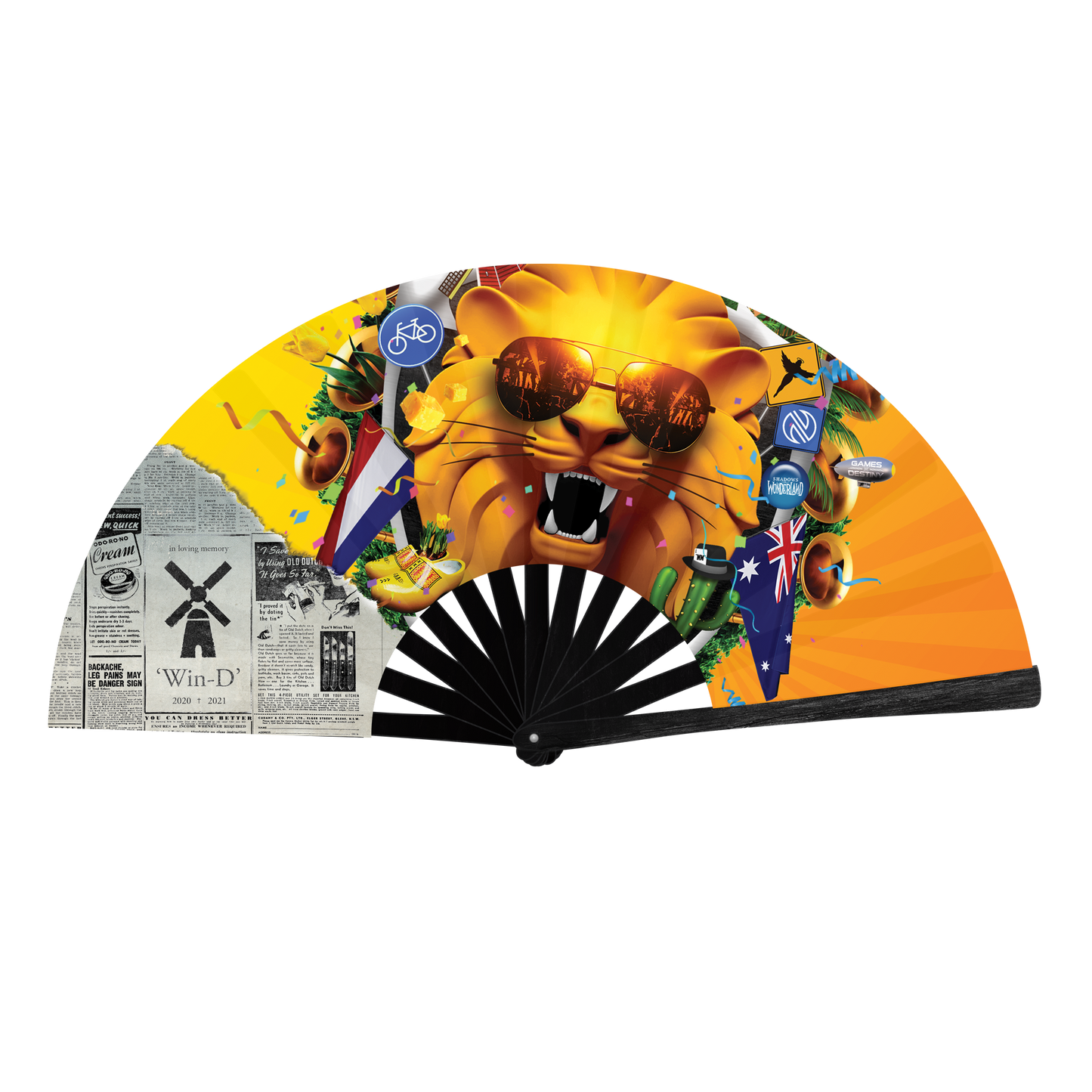 HSU LARGE HAND FAN - LION STREAM