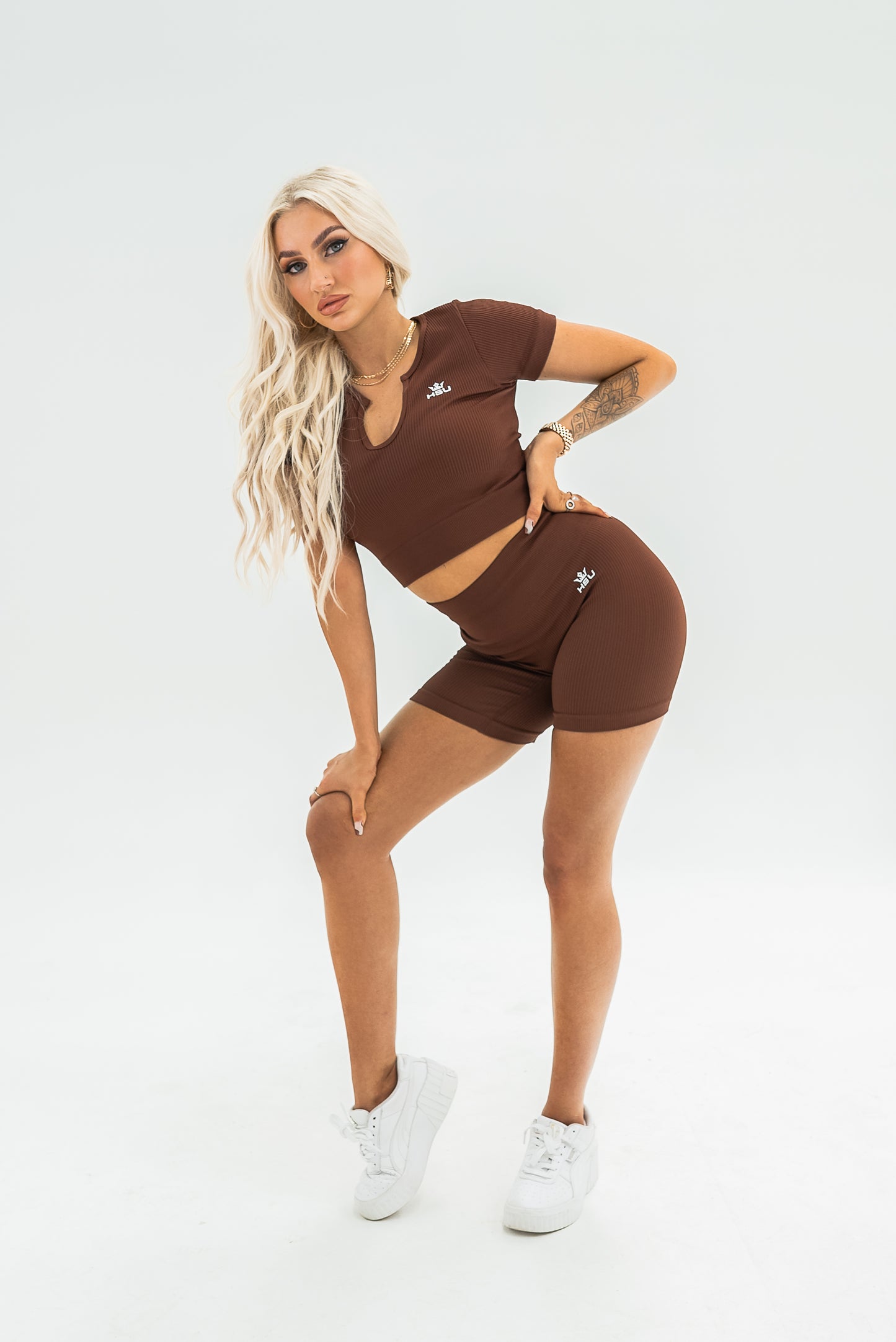RIBBED SET CROP TEE SHORTS x COCOA