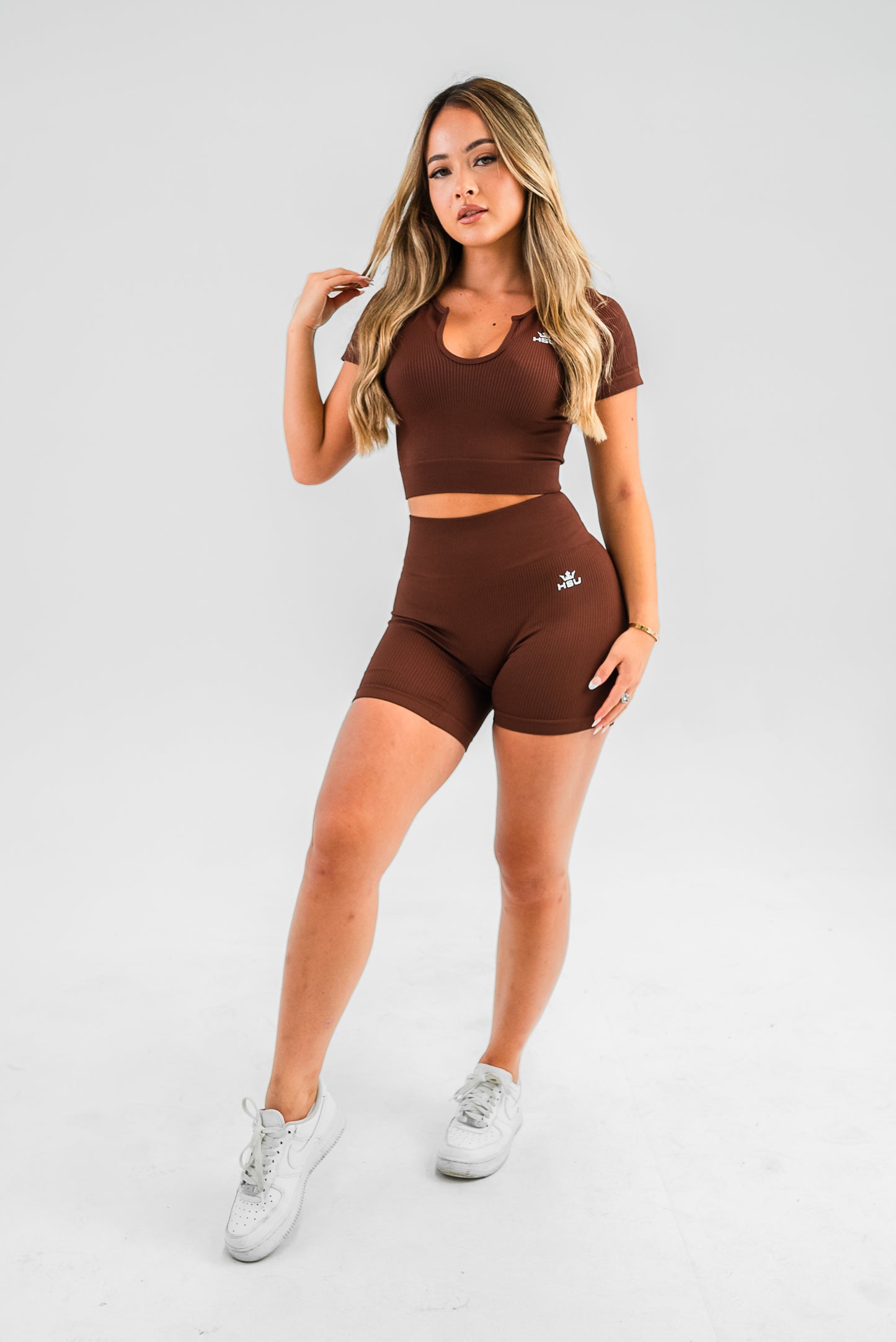 RIBBED SET CROP TEE SHORTS x COCOA