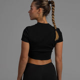 Women'S Ribbed Cropped Tee - Blue