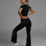 Women'S Ribbed Cropped Tee - Blue