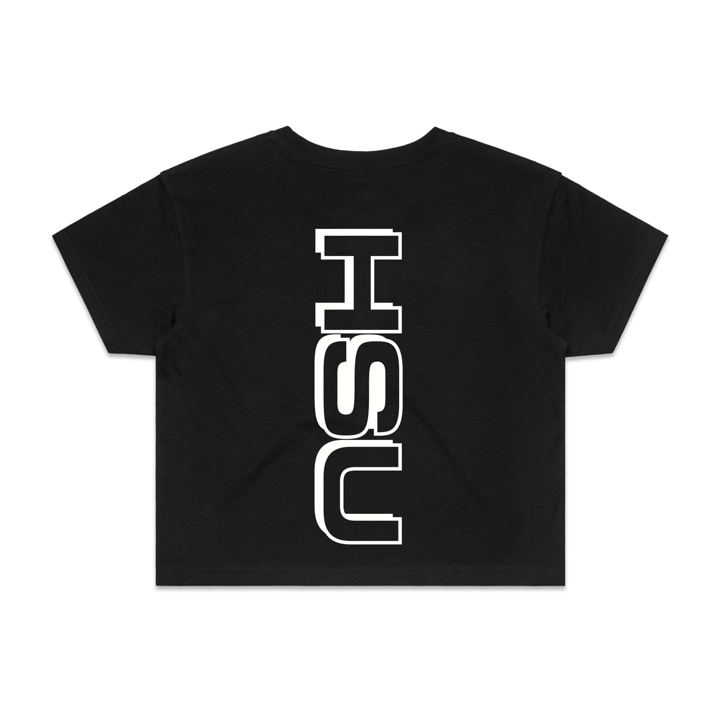 HSU Black Crop Top x White Print